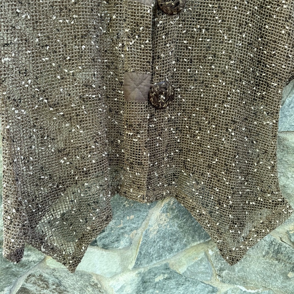Vintage 90s Woven Short Dolman Sleeve Cardigan women’s large - Picture 5 of 9